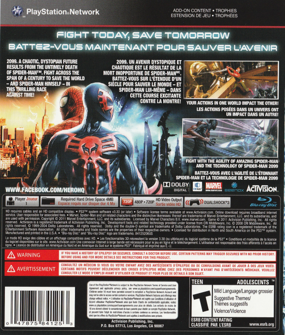 Spider-Man : Aux Frontières du Temps - Dos