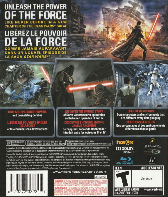 Star Wars : Le Pouvoir de la Force - Dos