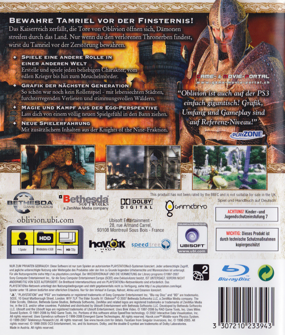 The Elder Scrolls IV : Oblivion dos