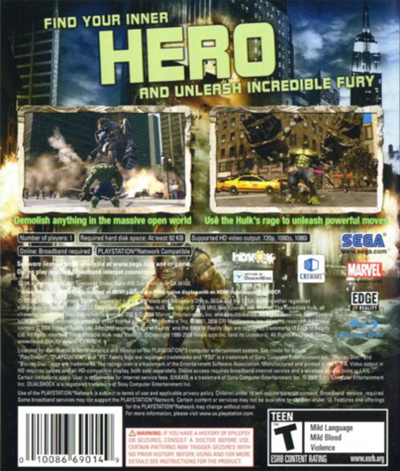 The Incredible Hulk dos