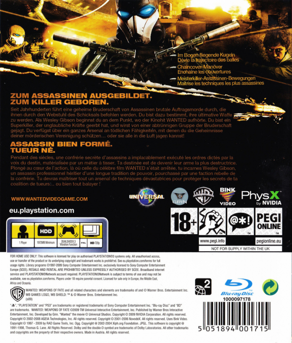 Wanted : Les Armes du Destin dos