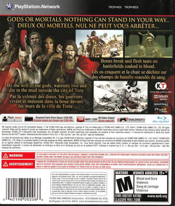 Warriors : Legends of Troy - Dos