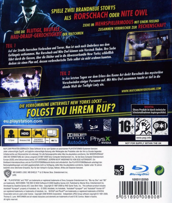 Watchmen : La Fin Approche - Chapitres 1 Et 2 dos