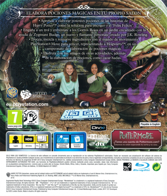 Wonderbook : Le livre des potions - Dos