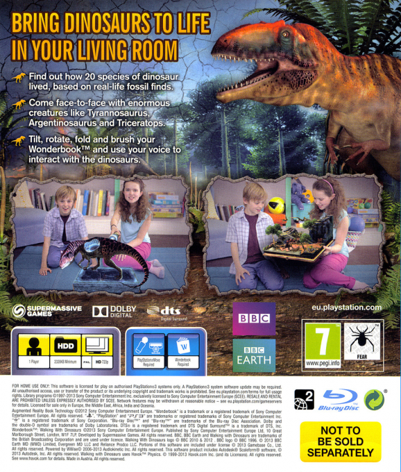 Wonderbook : Sur la Terre des Dinosaures - Dos