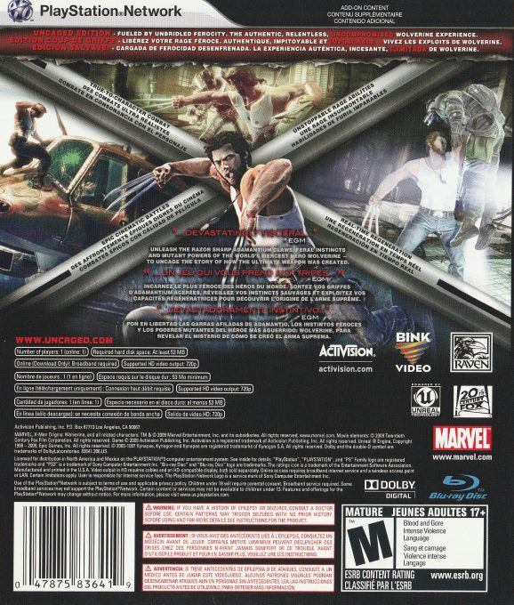 X-Men Origins : Wolverine dos