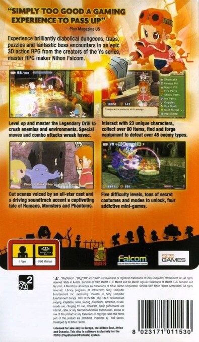 Gurumin : Une Aventure Monstrueuse - Dos