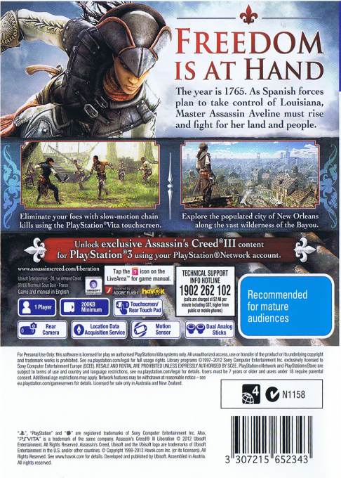 Assassin's Creed III : Liberation - Dos