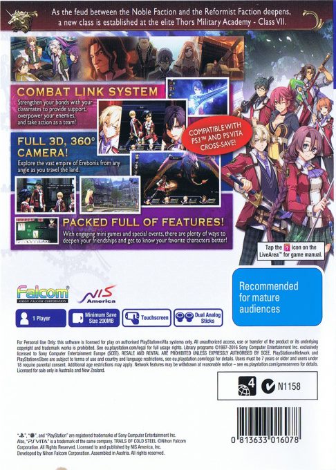 Legend of Heroes : Trails of Cold Steel - Dos