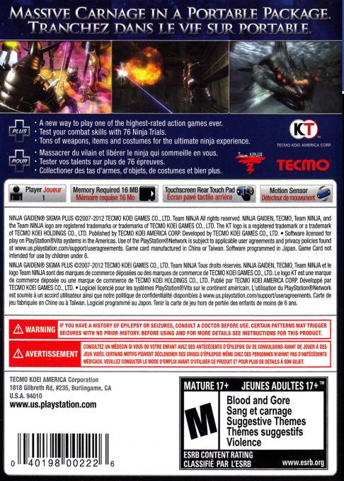 Ninja Gaiden Sigma 2 Plus - Dos