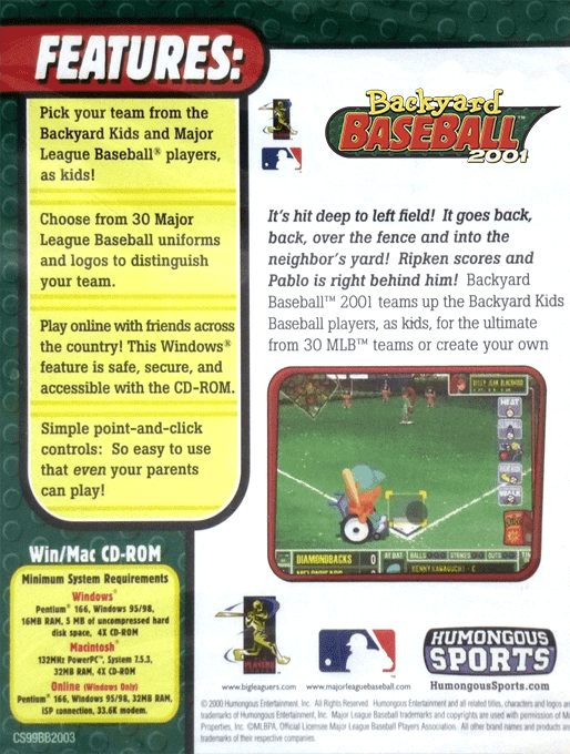Backyard Baseball 2001 - Dos