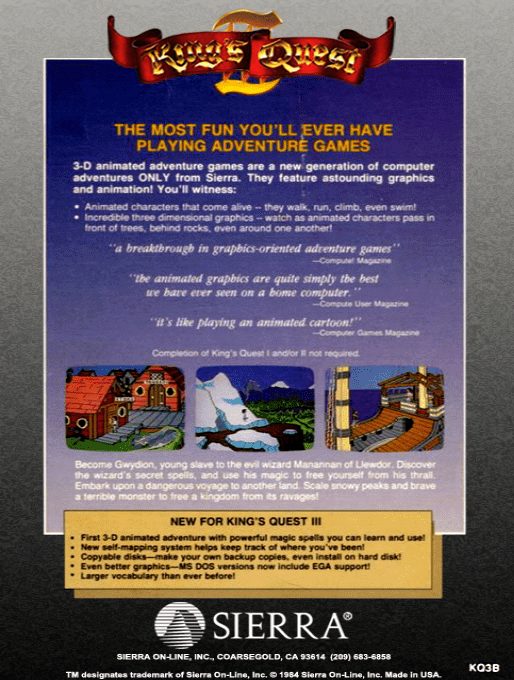 King's Quest III : To Heir Is Human - Dos