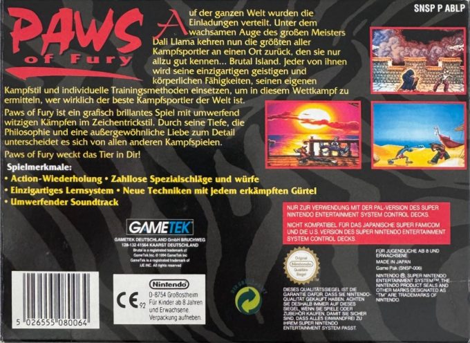 Brutal : Paws of Fury - Dos