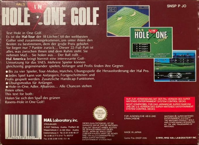 HAL's Hole in One Golf - Dos