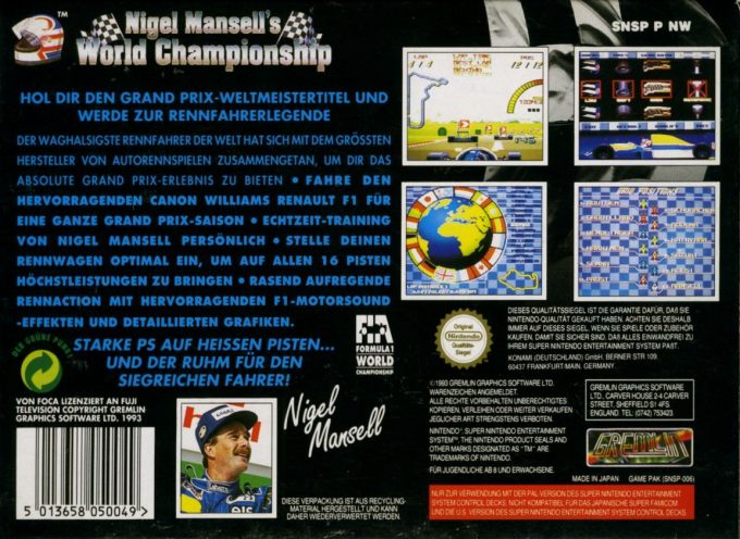 Nigel Mansell's World Championship Racing dos