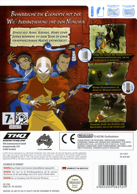 Avatar : Le Dernier Maître de l'Air - Dos