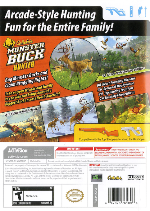 Cabela's Monster Buck Hunter - Dos