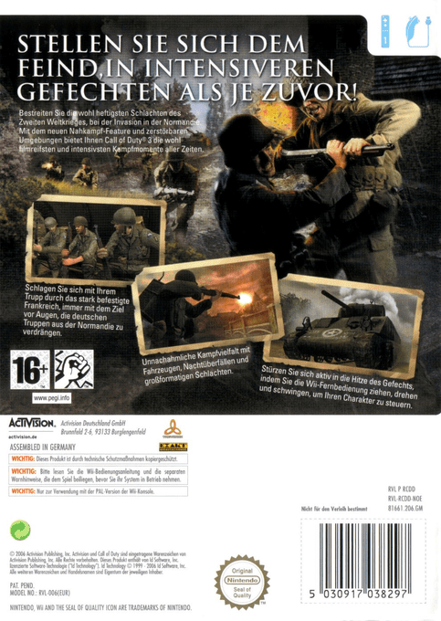 Call of Duty 3 : En Marche vers Paris - Dos