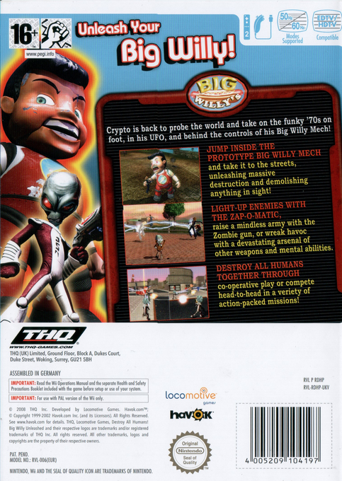 Destroy All Humans ! Lâchez le Gros Willy ! - Dos