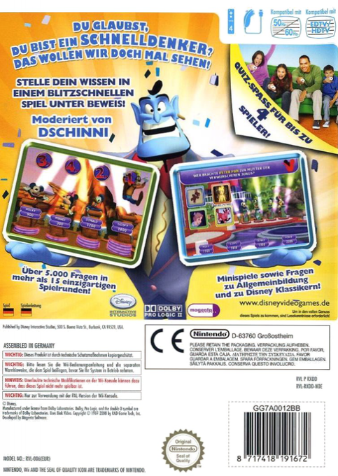 Disney Th!nk Fast : Le Maxi Quiz - Dos