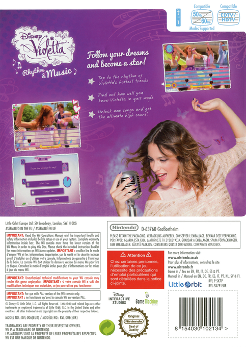Disney Violetta : Rythme et musique - Dos