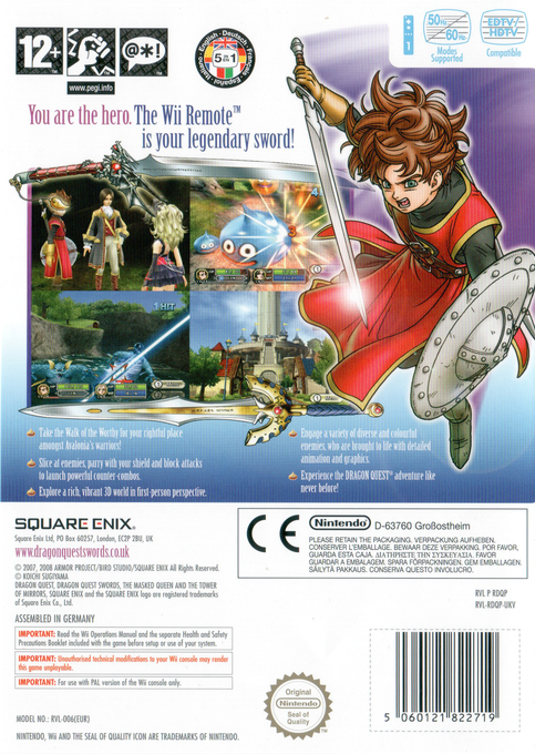 Dragon Quest Swords : La Reine Masquee et la Tour des Miroirs - Dos