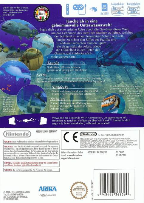 Endless Ocean 2 : Aventuriers des Fonds Marins - Dos