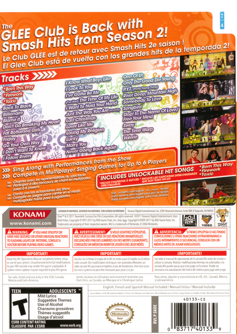 Glee Karaoke Revolution : Volume 3 - Dos