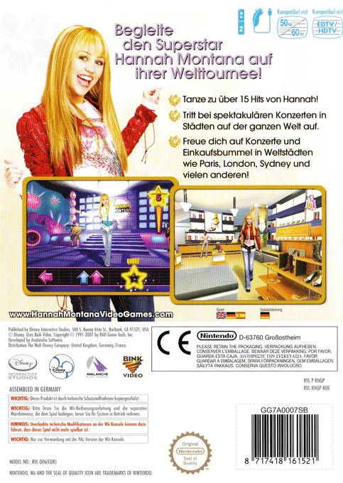 Hannah Montana : En Tournée Mondiale - Dos