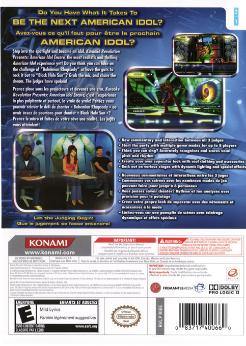 Karaoke Revolution Presents :  American Idol Encore - Dos