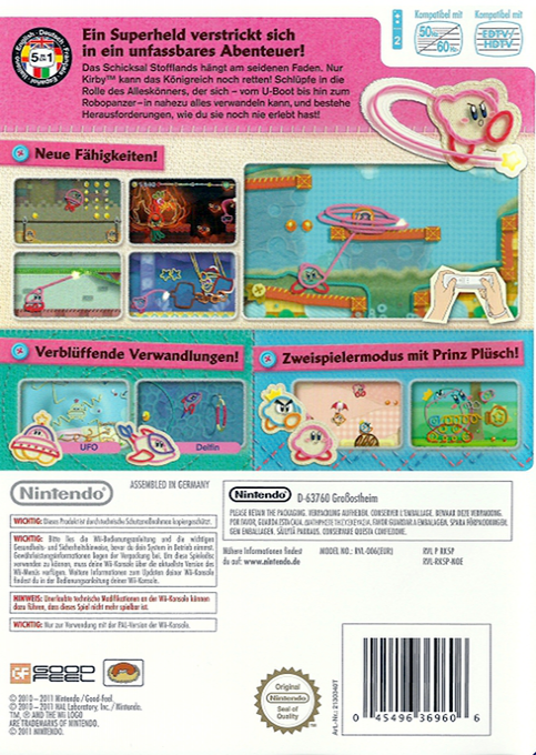 Kirby au Fil de l'Aventure - Dos