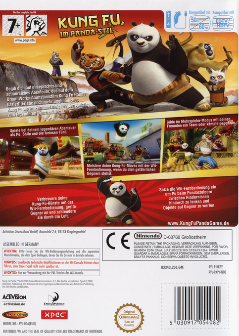 Kung Fu Panda : Le Jeu - Dos