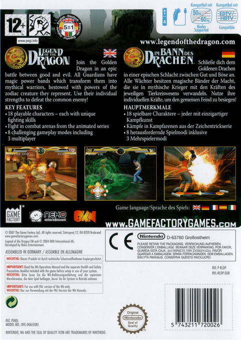 La Legende du Dragon - Dos