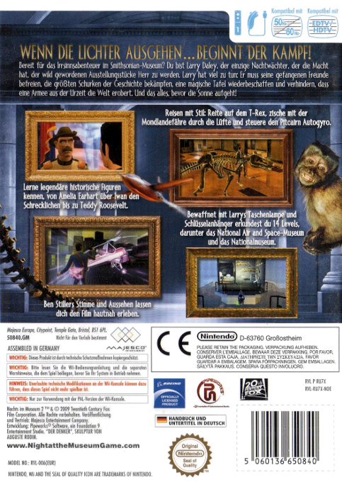 La Nuit Au Musée 2 : Le Jeu Vidéo - Dos