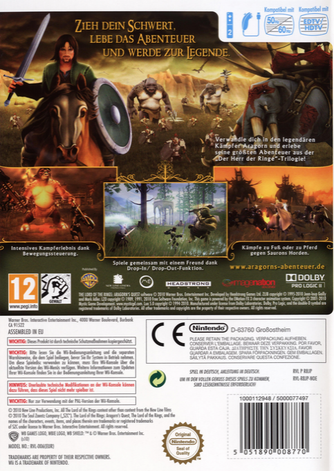 Le Seigneur des Anneaux :La Quête d'Aragorn - Dos