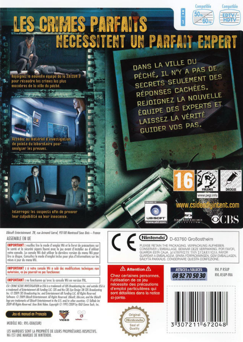 Les Experts : Préméditation - Dos