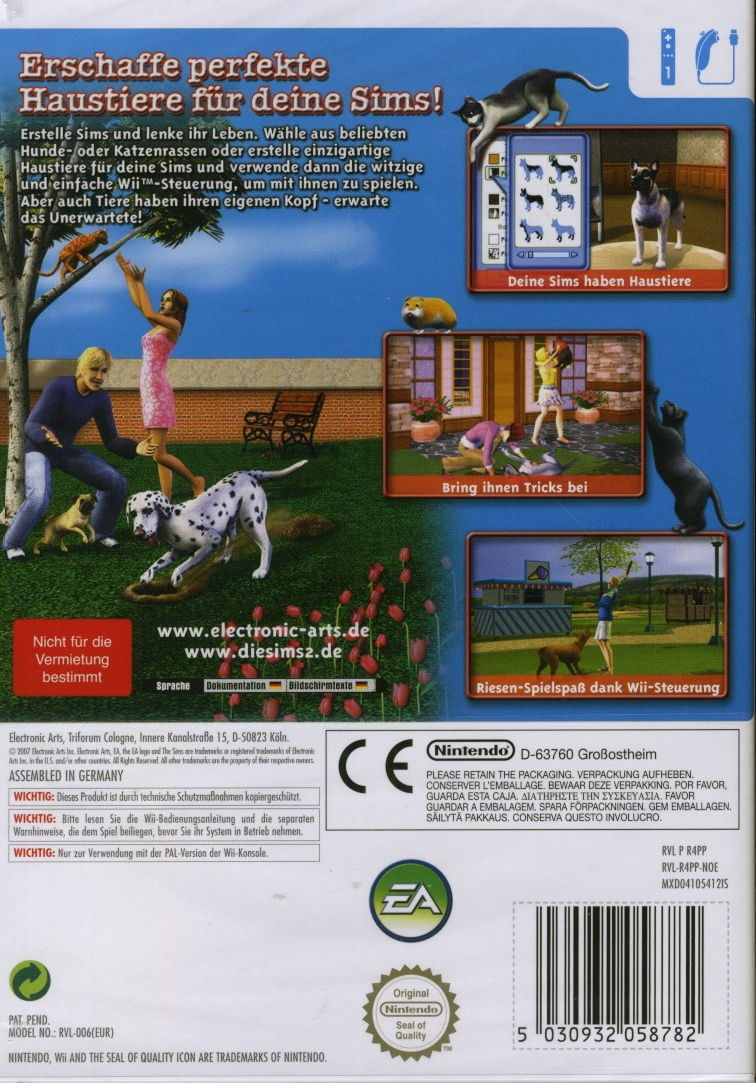 Les Sims 2 : Animaux & Cie dos