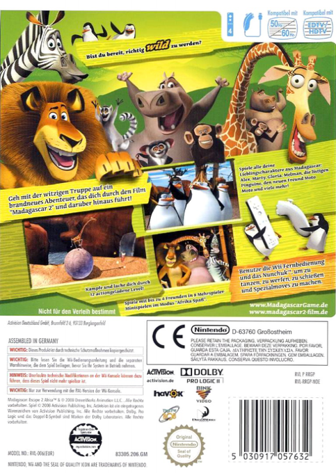 Madagascar 2 : Escape 2 Africa - Dos