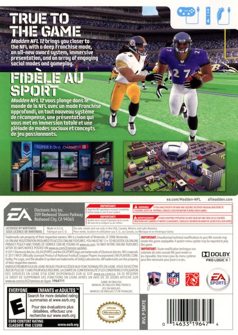 Madden NFL 12 dos
