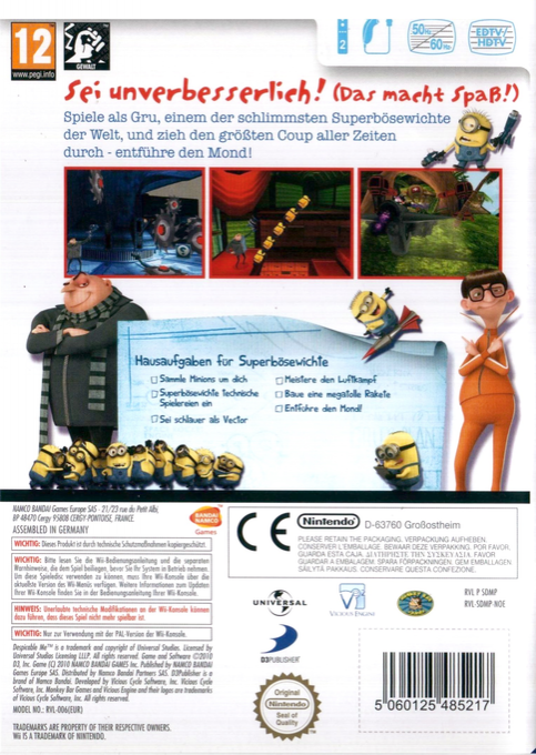 Moi, Moche et Méchant : Le Jeu Vidéo - Dos