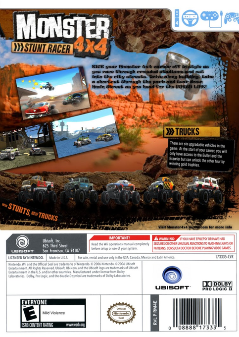 Monster 4x4 : Stunt Racer - Dos