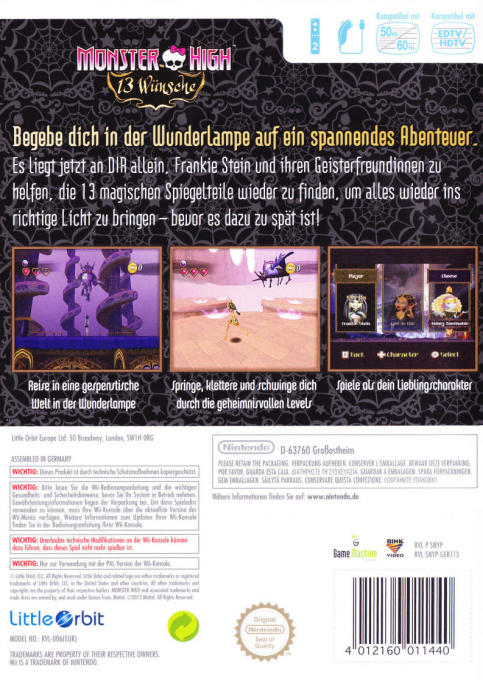 Monster High : 13 souhaits - Dos