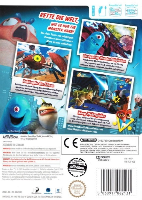 Monstres contre Aliens - Dos