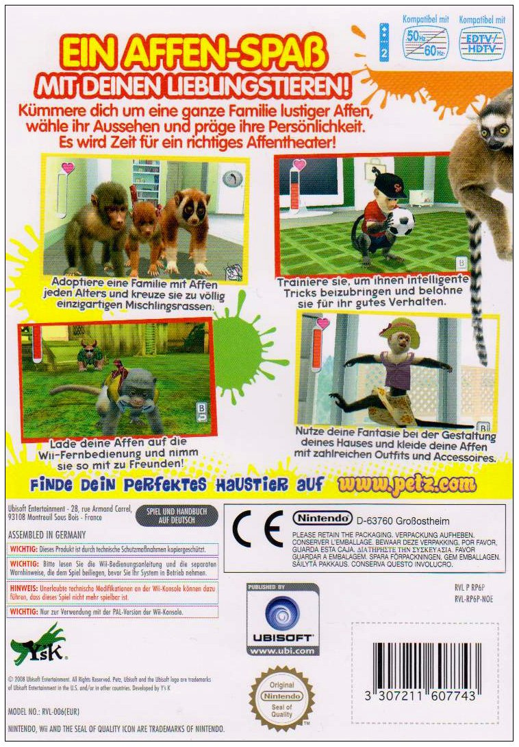 Petz : Singes & Compagnie - Dos