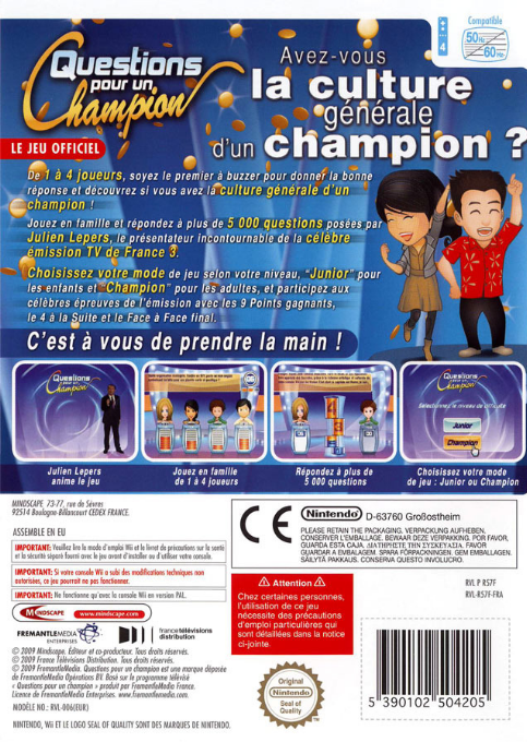 Questions pour un champion : Le jeu officiel - Dos