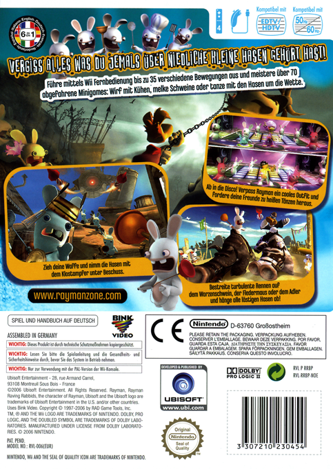 Rayman Contre les Lapins Crétins - Dos