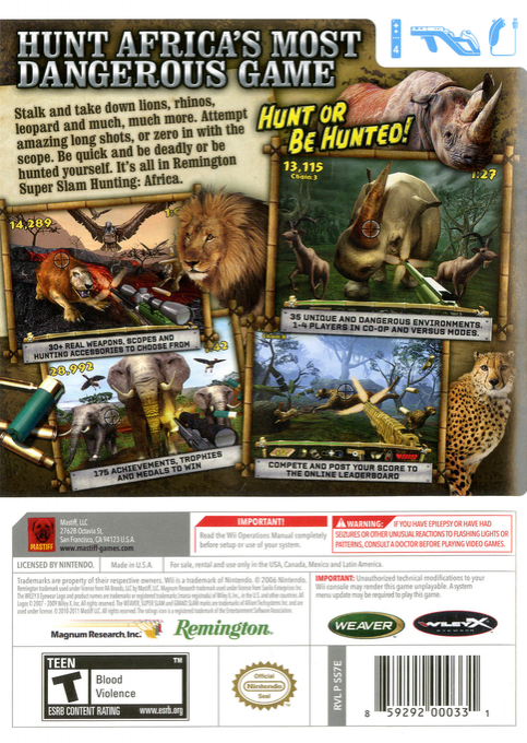 Remington Super Slam Hunting : Africa - Dos