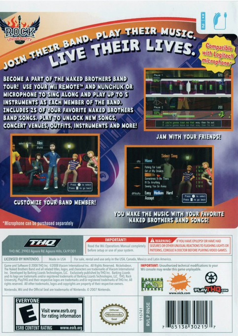 Rock University - The Naked Brothers - The Videogame - Dos