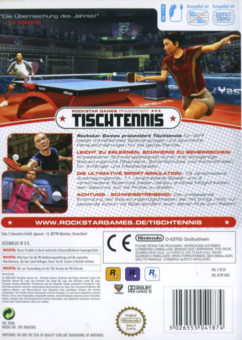 Rockstar Games Presents : Table Tennis - Dos