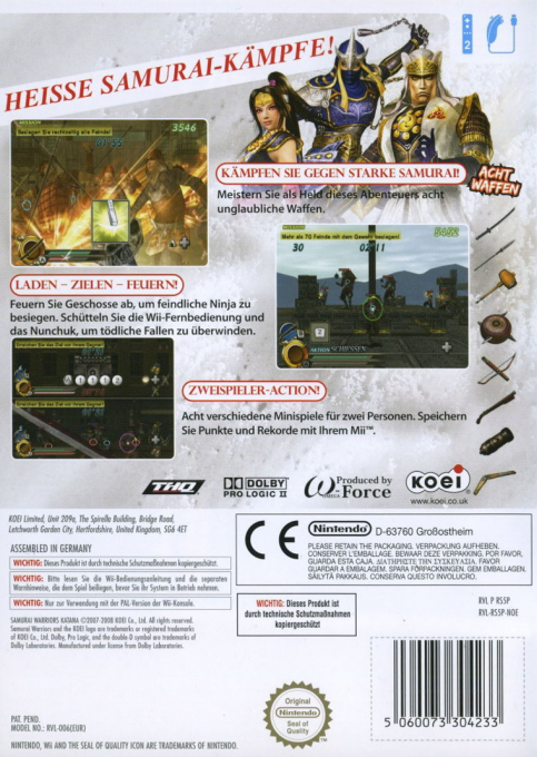 Samurai Warriors : Katana - Dos